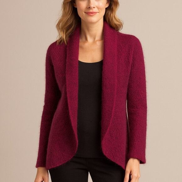 Wooden Ships Burgundy Fuchsia Mohair Wool Cardigan Sweater - Picture 1 of 8